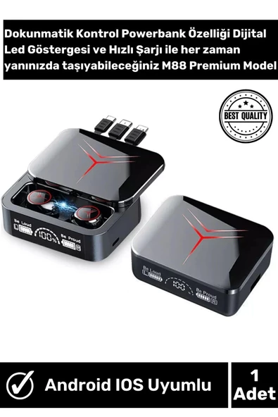 ios&androidTüm Modeller Powerbankli Hifi Stereo Bluetooth V5.3 Kulaklık ürün görseli 1