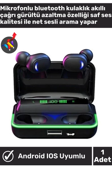 Özel Tasarlanmış Powerbank Özellikli Ve Dijital Göstergeli E10 Pro Bluetooth Kulaklık ürün görseli 1