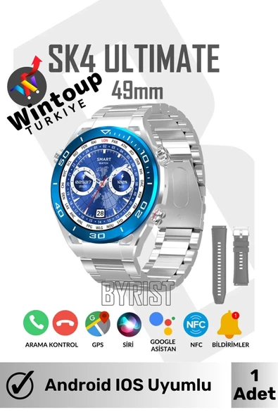 ios Android Uyumlu Watch Classic Sk4 Ultimate 49mm 1.45' Tam Ekran Gps/nfc/sesli Asistan Akıllı Saat ürün görseli 1