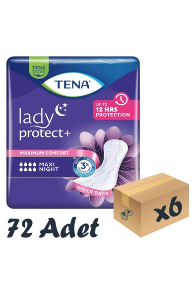 tena Lady Maxi Night 8 Damla Kadın Mesane Pedi 12'li 6 Paket ürün görseli 1