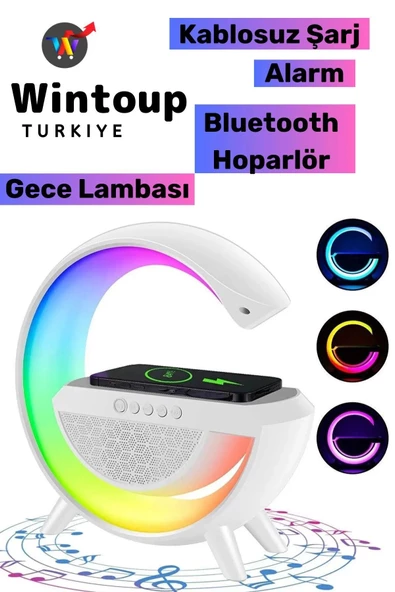 BLUETOOTH G HOPARLÖR RGB LED IŞIKLI SPEAKER ALARM SAAT USB WİRELESS ŞARJ ürün görseli 1