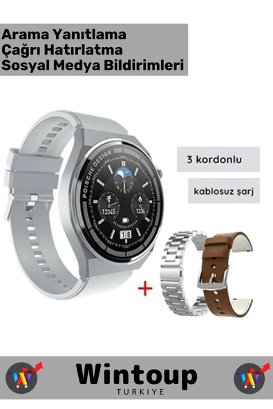 Tüm Akıllı Telefonlarla Uyumlu Akıllı Saat 3 Kordonlu Sesli Görüşme Bildirim Smart Watch ürün görseli 1