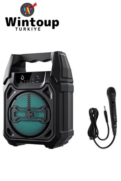 Bluetooth Hoparlör Kareokeli Kablosuz Speaker Mikrofon Hediyeli Işıklı Hoparlör ürün görseli 1