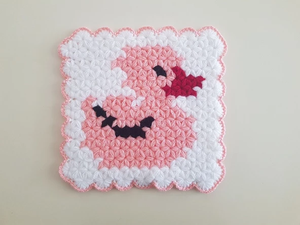 Banyo Bebek el örme lifi Yün Çirkin Ördek Desenli-PEMBE ürün görseli 1