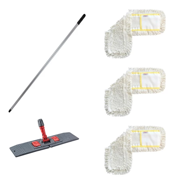 Cod-Ex Tablet Palet Nemli Yedek Mop Takımı - 3 Adet 60 Cm. Mop + Katlanır Aparat + Metal Vidalı Sap ürün görseli 1