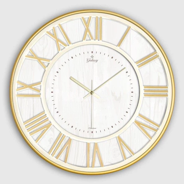 Galaxy Premium Serisi Modern Tasarımlı Roma Rakamlı 40 cm Duvar Saati Gold-Beyaz ürün görseli 1