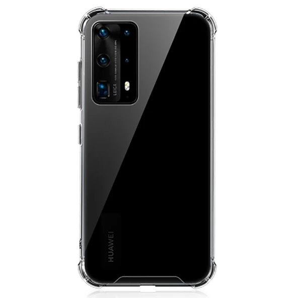 Huawei P40 Pro Kılıf Nitro Anti Shock Darbe Emici Köşe Korumalı Şeffaf Silikon Kapak ürün görseli 1