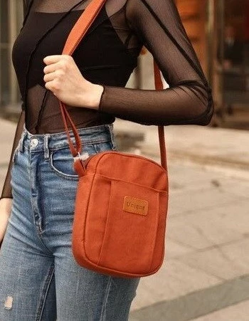 TRG POLO Unique Turuncu Kanvas Kumaş Ön Cep Detaylı Çapraz Çanta ürün görseli 1