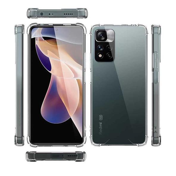 Xiaomi Redmi Note 11 Pro Plus 5G Kılıf Nitro Anti Shock Darbe Emici Köşe Korumalı Şeffaf Silikon Kapak ürün görseli 1