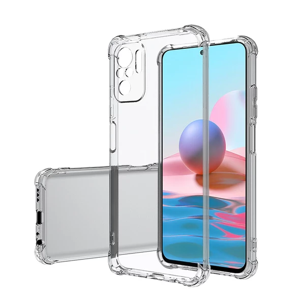 Xiaomi Redmi Note 10S Kılıf Nitro Anti Shock Darbe Emici Köşe Korumalı Şeffaf Silikon Kapak ürün görseli 1