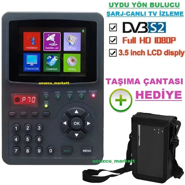 FULL HD 3.5'' İNÇ EKRANLI GÖRÜNTÜLÜ DİJİTAL UYDU YÖN BULUCU (CANLI YAYIN İZLEME-ŞARJLI-TAŞIMA ÇANTALI) ürün görseli 1
