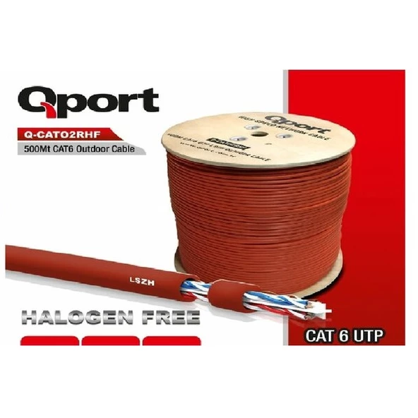 QPORT  500 Metre Q-CATO2RHF LSZHYanmaz Cat6 0.58mm Outdoor Kablo ürün görseli 1
