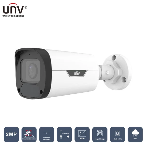 UNIVIEW  IPC2322LB-ADEZK-H 2MP 2.8-12MM MOTORIZE 50MT COLORHUNTER IP67/IK10 H265+ IR BULLET IP KAMERA Dahili Sesli ürün görseli 1
