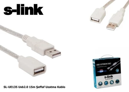 S-LINK SL-UE135 Usb2.0 15m Seffaf Uzatma Kablo ürün görseli 1