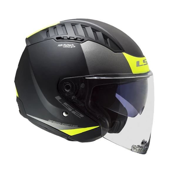 LS2 COPTER 2 URBANE MAT SİYAH-NEON SARI KASK - Resim 11