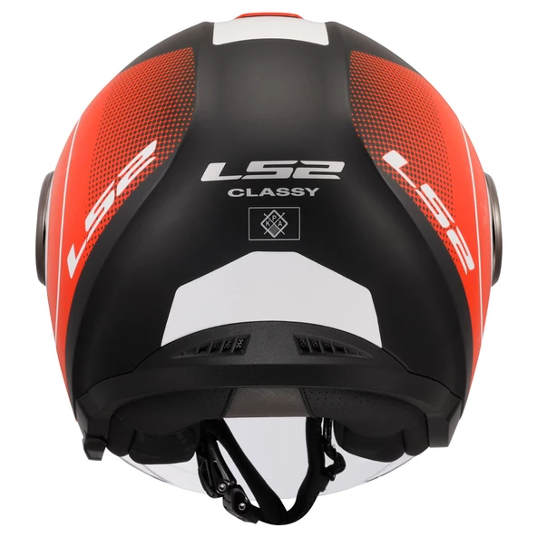 LS2 CLASSY DISKO MAT SİYAH-KIRMIZI-BEYAZ KASK - Resim 3
