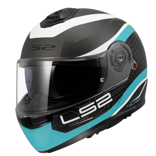 LS2 STROBE 2 VICTORY MAT TITANIUM-BEYAZ-METAL MAVİ KASK - Resim 3