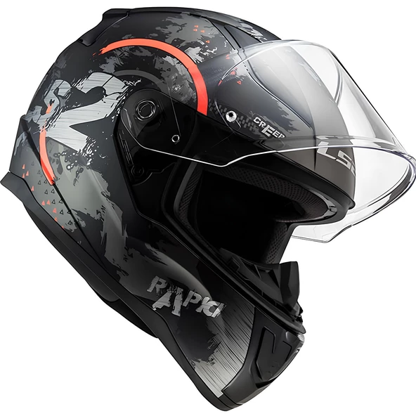 LS2 RAPID 2 CIRCLE MAT SİYAH-KIRMIZI KASK - Resim 6
