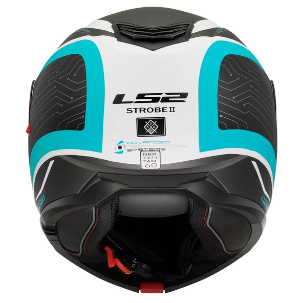 LS2 STROBE 2 VICTORY MAT TITANIUM-BEYAZ-METAL MAVİ KASK - Resim 5
