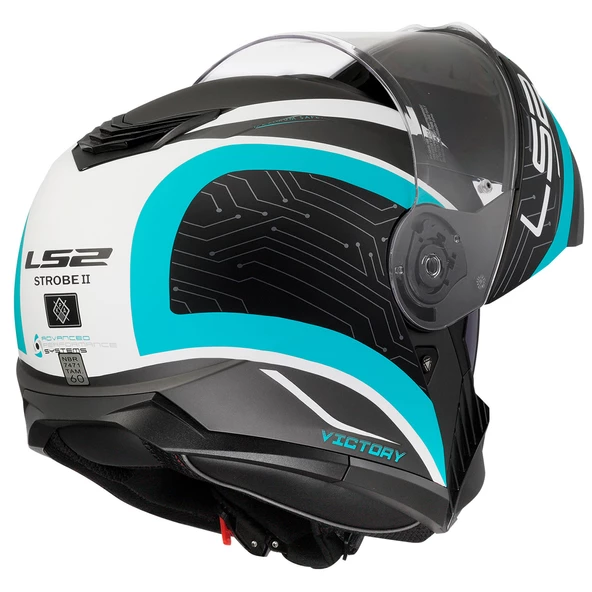 LS2 STROBE 2 VICTORY MAT TITANIUM-BEYAZ-METAL MAVİ KASK - Resim 9