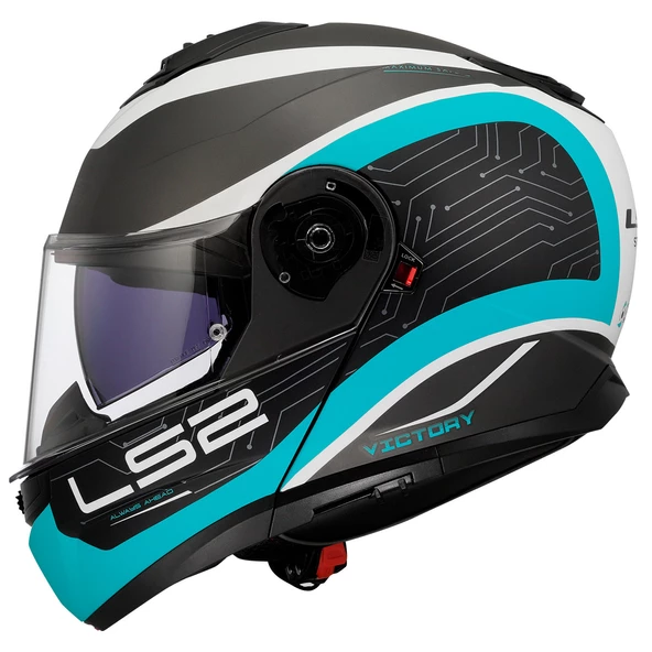 LS2 STROBE 2 VICTORY MAT TITANIUM-BEYAZ-METAL MAVİ KASK - Resim 11