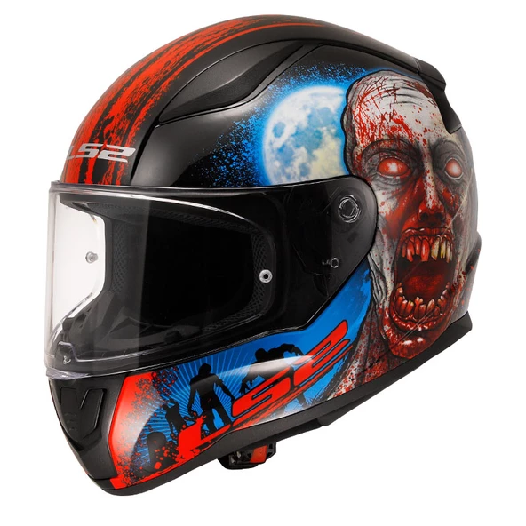 LS2 RAPID 2 ZOMBIE SİYAH-KIRMIZI KASK - Resim 8
