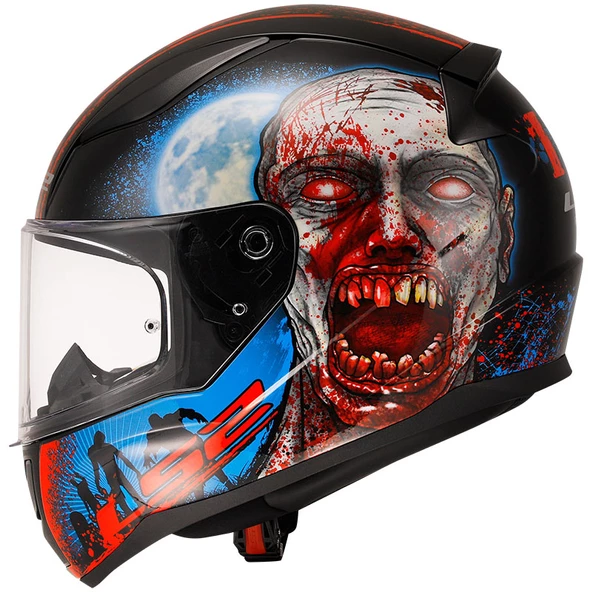 LS2 RAPID 2 ZOMBIE SİYAH-KIRMIZI KASK - Resim 9