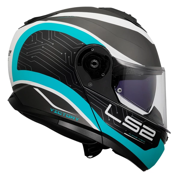 LS2 STROBE 2 VICTORY MAT TITANIUM-BEYAZ-METAL MAVİ KASK - Resim 7