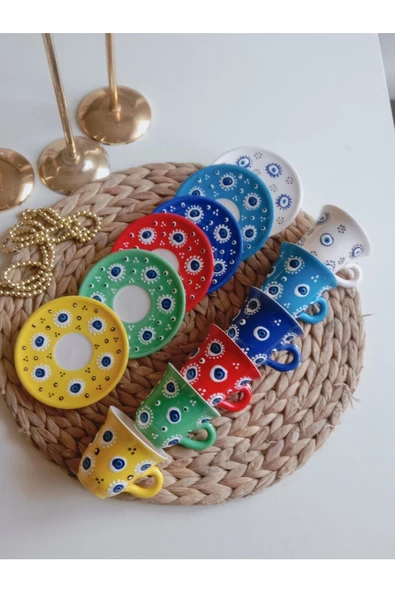 Nazar Boncuğu 6 Kişilik Kahve Fincan Seti ürün görseli 1