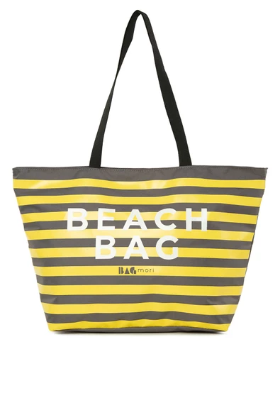 Bagmori Gri Çizgili Beach Bag Baskılı Plaj Çantası ürün görseli 1