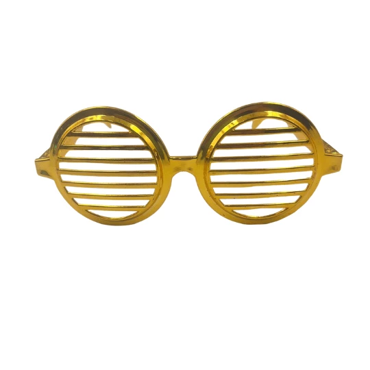 Parti Gözlük Plastik Camsız Panjur Yuvarlak Şekilli Gold 14x6 cm ürün görseli 1