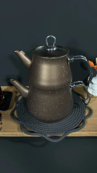 GRANİT ÇAYDANLIK TAKIMI METAL KULP - Resim 4
