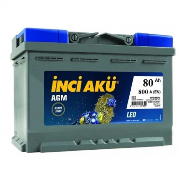 İNCİ LEO 12V 80 AH AGM START &STOP AKÜ ürün görseli 1