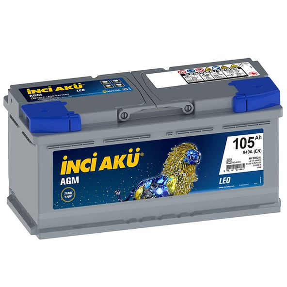 İNCİ AGM LEO 12V 105 AH START & STOP AKÜ ürün görseli 1