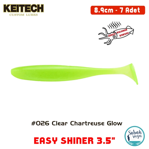 Keitech Easy Shiner 8.9cm (3.5") #026 Clear Chartreuse Glow Kokulu Silikon Balık ürün görseli 1