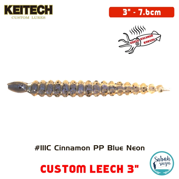 Keitech Custom Leech 7.6cm (3") #111C Cinnamon PP Blue Neon ürün görseli 1