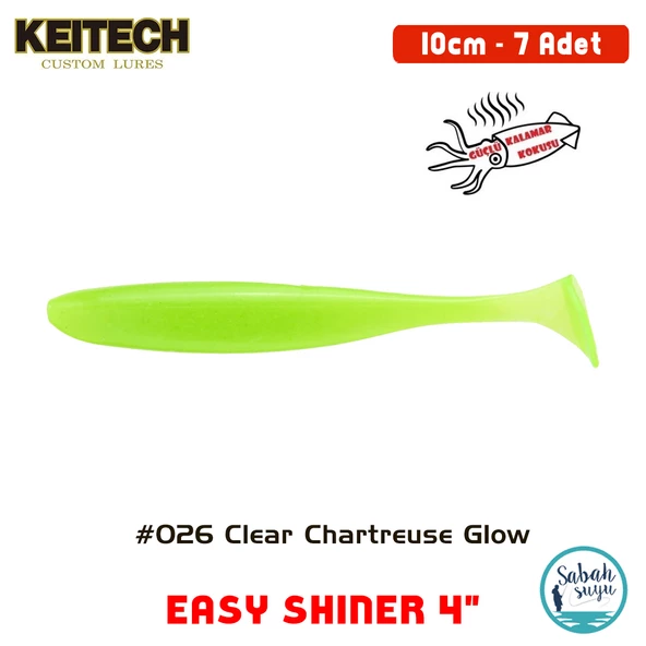 Keitech Easy Shiner 10cm (4") #026 Clear Chartreuse Glow Kokulu Silikon Balık ürün görseli 1