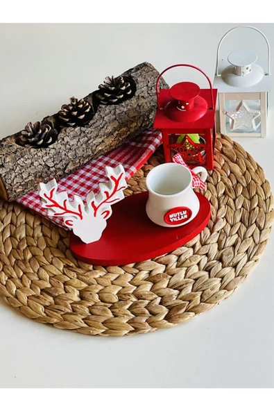 Yılbaşı Mutlu Yıllar Geyik Sunumluk Ve Fincan ürün görseli 1
