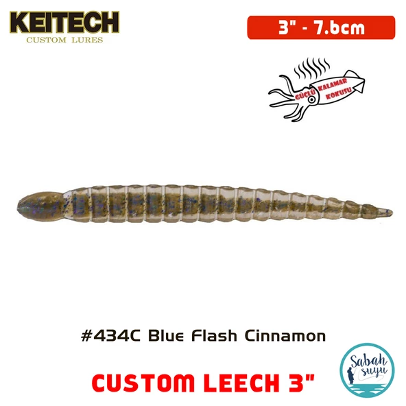 Keitech Custom Leech 7.6cm (3") #434C Blue Flash Cinnamon ürün görseli 1