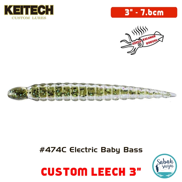 Keitech Custom Leech 7.6cm (3") #474C Electric Baby Bass ürün görseli 1