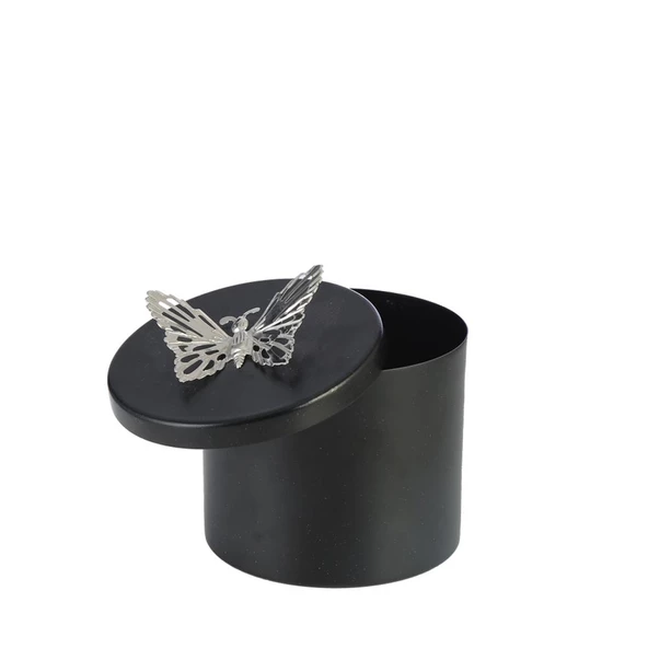 Vitale Mat Siyah Çiçek Kutu Mumluk 9*11,5 Cm AK.JA0192 ürün görseli 1