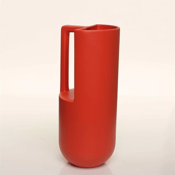 Vitale Handle Kırmızı Vazo Uzun 12*12*29 Cm AK.JL0041 ürün görseli 1