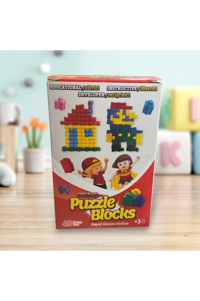 PUZZLE BLOCKS FUNNY BLOCKS 40 PARÇA EĞİTİCİ OYUNCAK ürün görseli 1