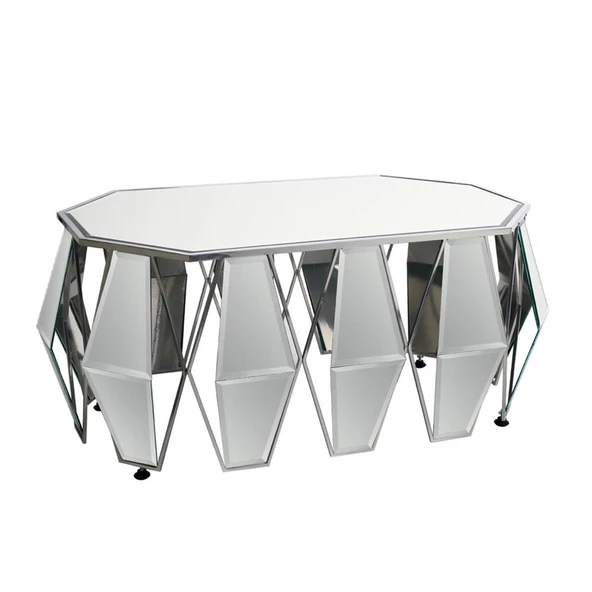 Vitale Geo Aynalı Orta Sehpa Silver 120 cm AK.WLT0464 ürün görseli 1