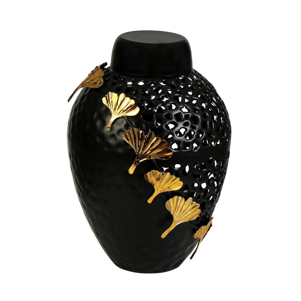 Vitale Relief Siyah Altın Vazo 46 cm AK.JB0199 ürün görseli 1
