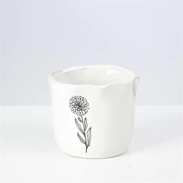 Vitale Çiçek Desenli Beyaz Vazo 13 cm AK.JF095004140 ürün görseli 1
