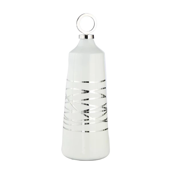 Vitale Arctic Seramik Vazo Silver 19x19x59 cm AK.IX0204 ürün görseli 1