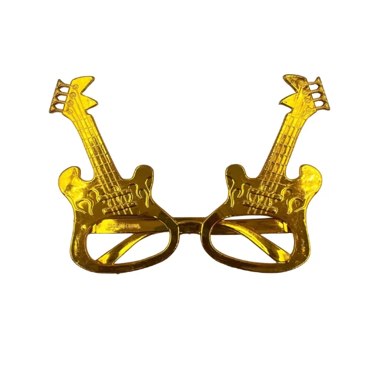 Parti Gözlük Plastik Camsız Gitar Şeklinde Gold 14x6 cm ürün görseli 1
