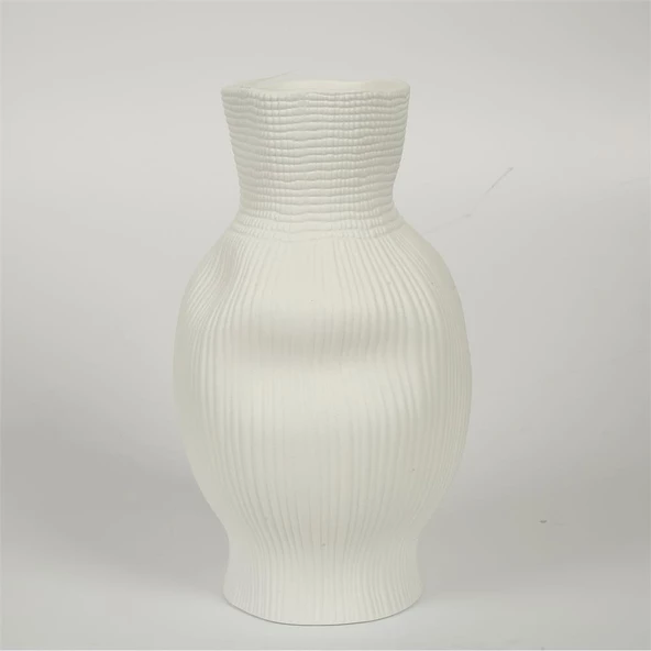 Vitale Beyaz Darbeli Vazo Uzun 17*17*30 Cm AK.JM00008 ürün görseli 1