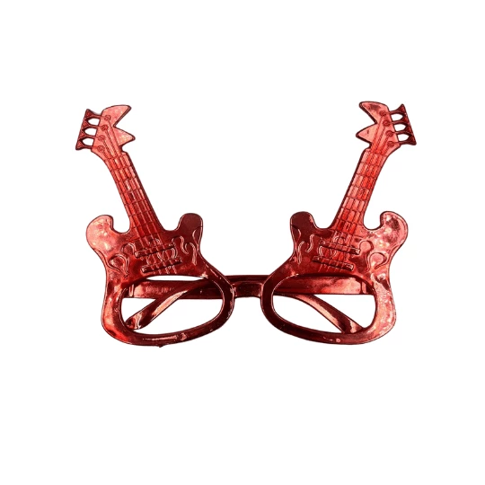 Parti Gözlük Plastik Camsız Gitar Şeklinde Kırmızı 14x6 cm ürün görseli 1